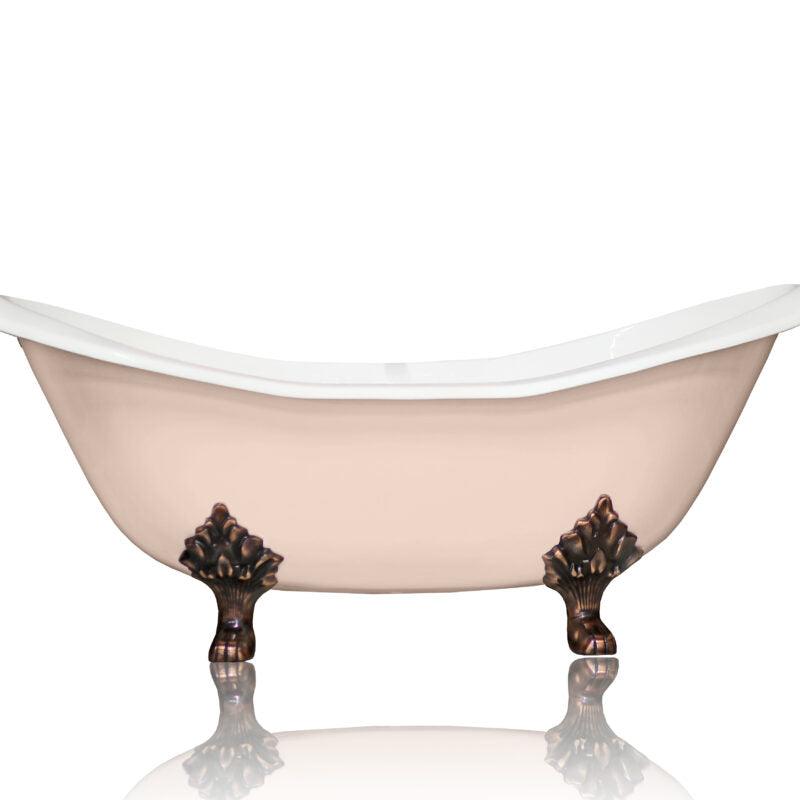 WatermarkFixtures Antique Inspired Marquis 72” Double Slipper Cast Iron Porcelain Clawfoot Bathtub - Bathroom Design Center