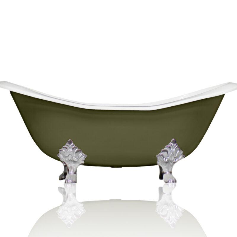 WatermarkFixtures Marquis 72" Antique Inspired Cast Iron Double Slipper Clawfoot Bathtub with Chrome Accents - Bathroom Design Center