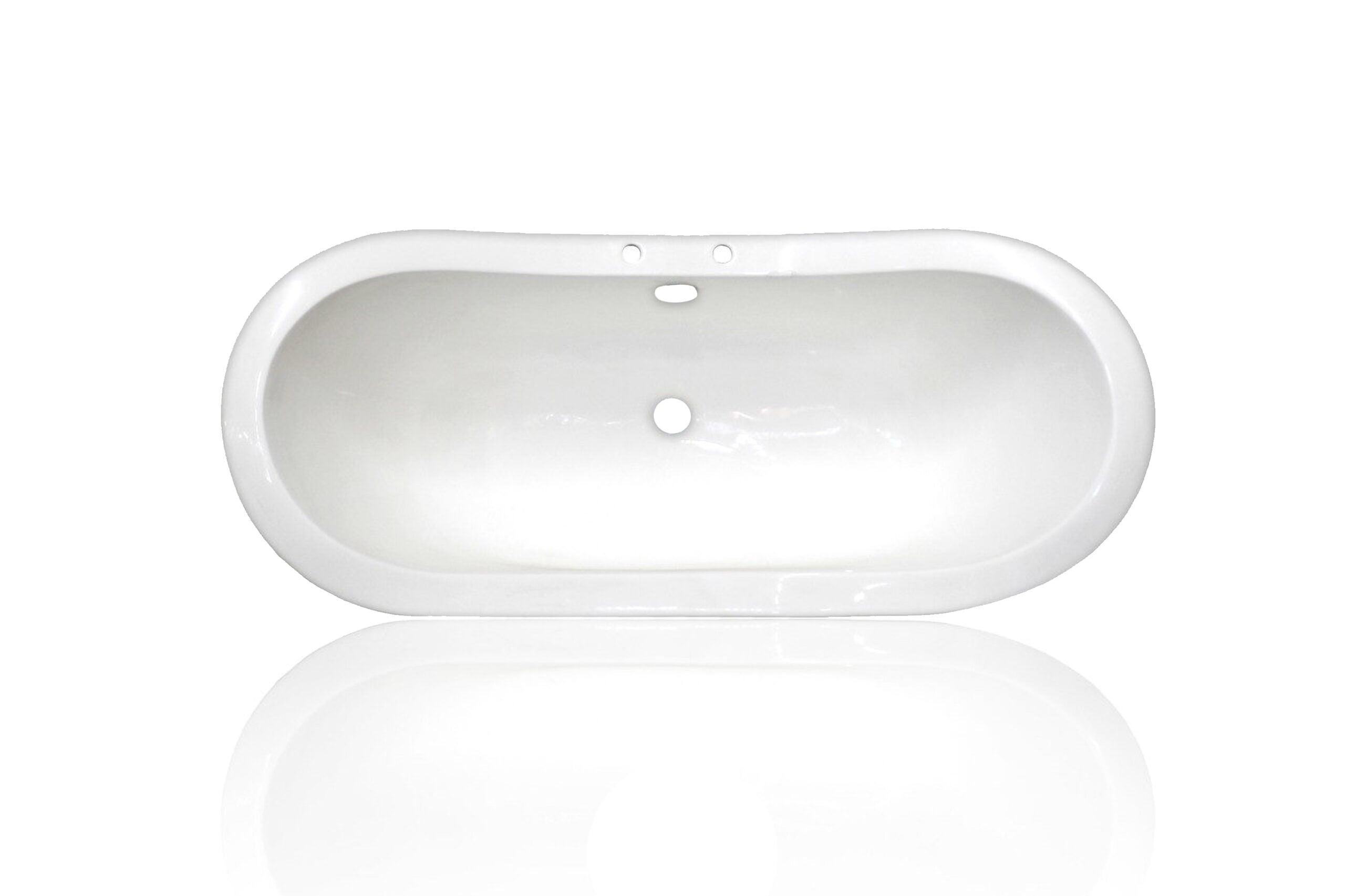 WatermarkFixtures Marquis 72" Antique Inspired Cast Iron Double Slipper Clawfoot Bathtub with Chrome Accents - Bathroom Design Center