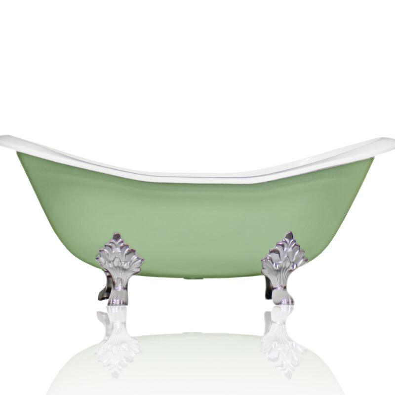 WatermarkFixtures Marquis 72" Antique Inspired Cast Iron Double Slipper Clawfoot Bathtub with Chrome Accents - Bathroom Design Center