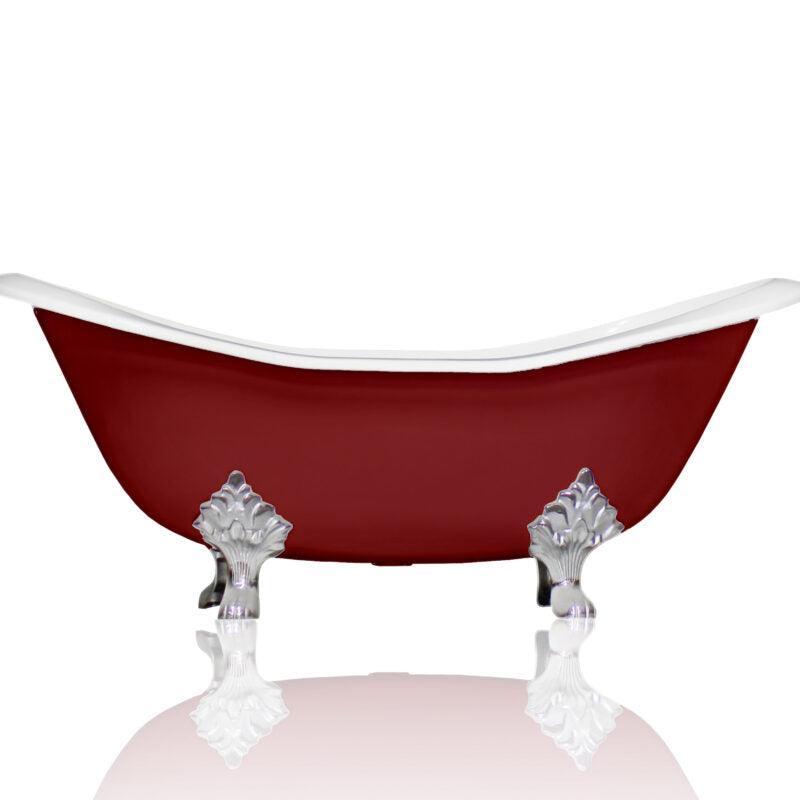WatermarkFixtures Marquis 72" Antique Inspired Cast Iron Double Slipper Clawfoot Bathtub with Chrome Accents - Bathroom Design Center