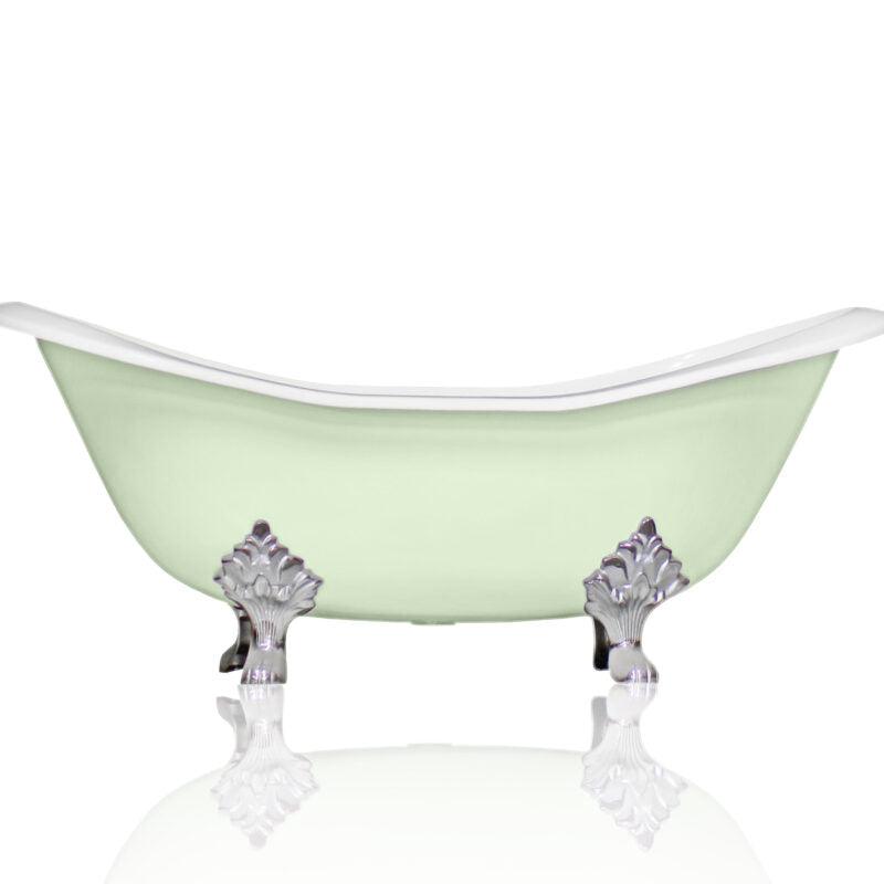 WatermarkFixtures Marquis 72" Antique Inspired Cast Iron Double Slipper Clawfoot Bathtub with Chrome Accents - Bathroom Design Center
