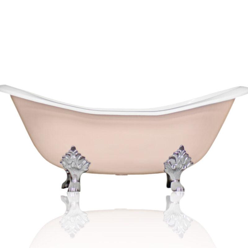 WatermarkFixtures Marquis 72" Antique Inspired Cast Iron Double Slipper Clawfoot Bathtub with Chrome Accents - Bathroom Design Center