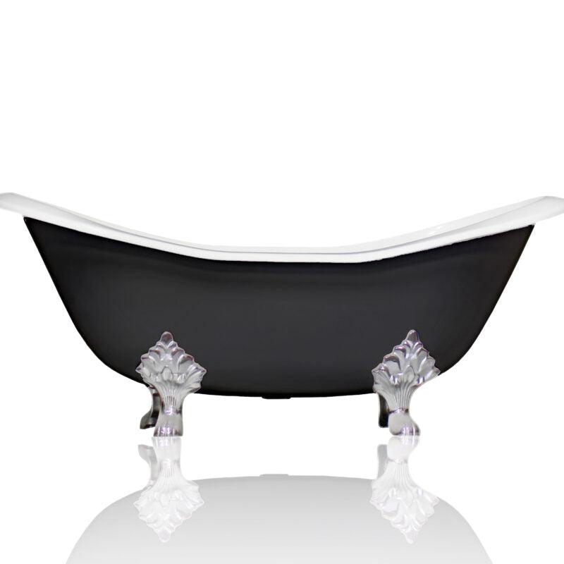 WatermarkFixtures Marquis 72" Antique Inspired Cast Iron Double Slipper Clawfoot Bathtub with Chrome Accents - Bathroom Design Center