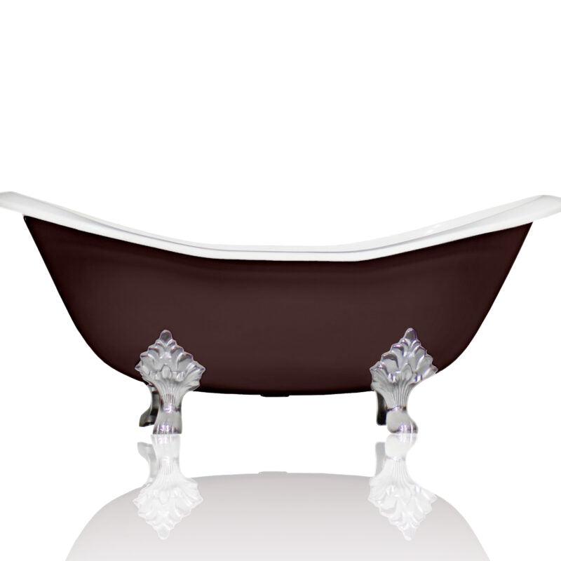 WatermarkFixtures Marquis 72" Antique Inspired Cast Iron Double Slipper Clawfoot Bathtub with Chrome Accents - Bathroom Design Center
