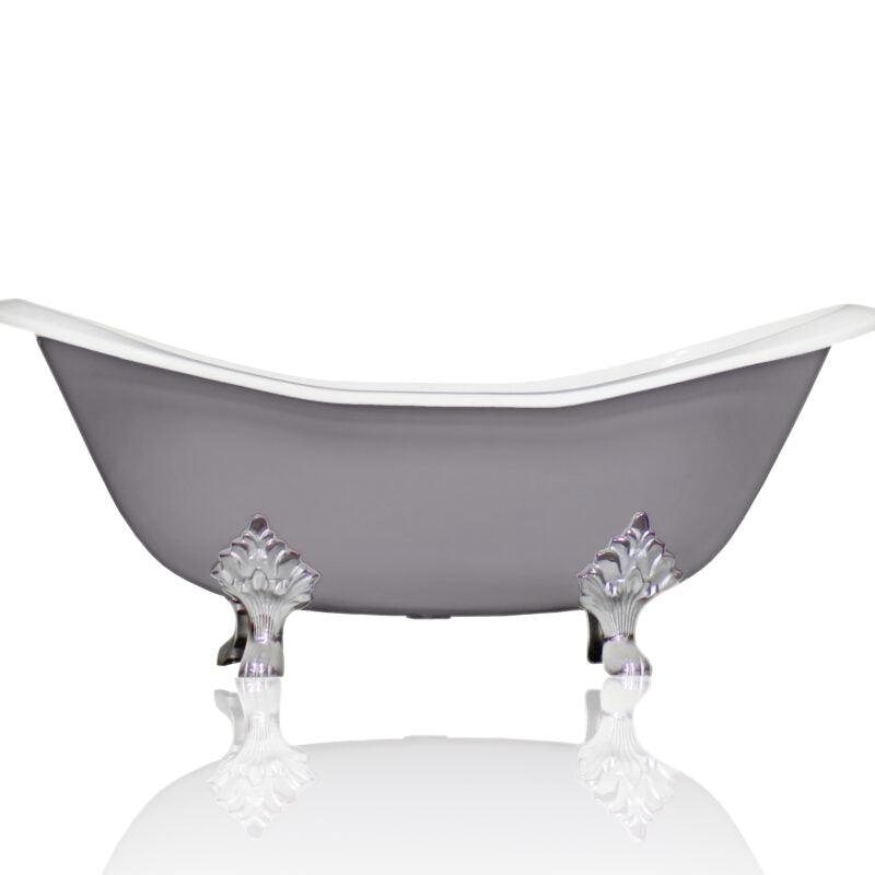 WatermarkFixtures Marquis 72" Antique Inspired Cast Iron Double Slipper Clawfoot Bathtub with Chrome Accents - Bathroom Design Center