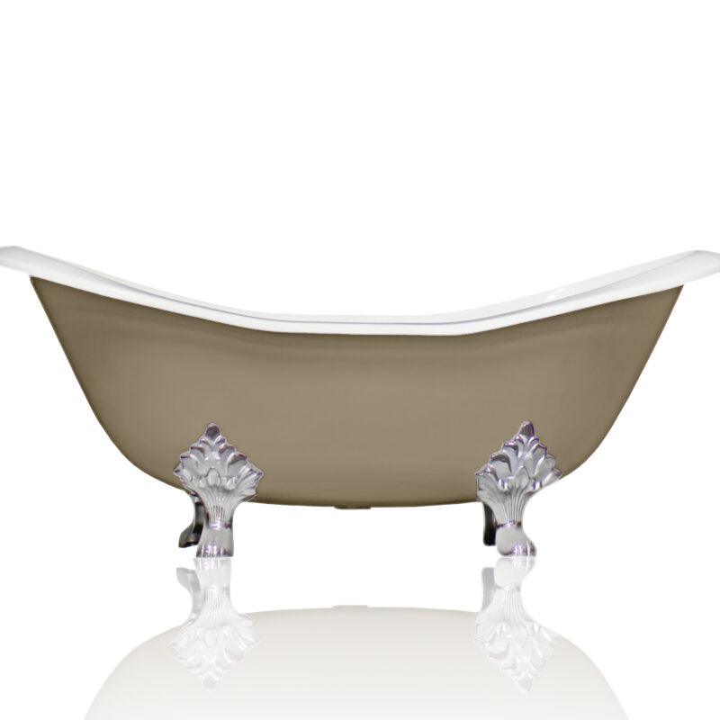 WatermarkFixtures Marquis 72" Antique Inspired Cast Iron Double Slipper Clawfoot Bathtub with Chrome Accents - Bathroom Design Center