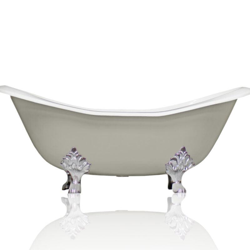WatermarkFixtures Marquis 72" Antique Inspired Cast Iron Double Slipper Clawfoot Bathtub with Chrome Accents - Bathroom Design Center