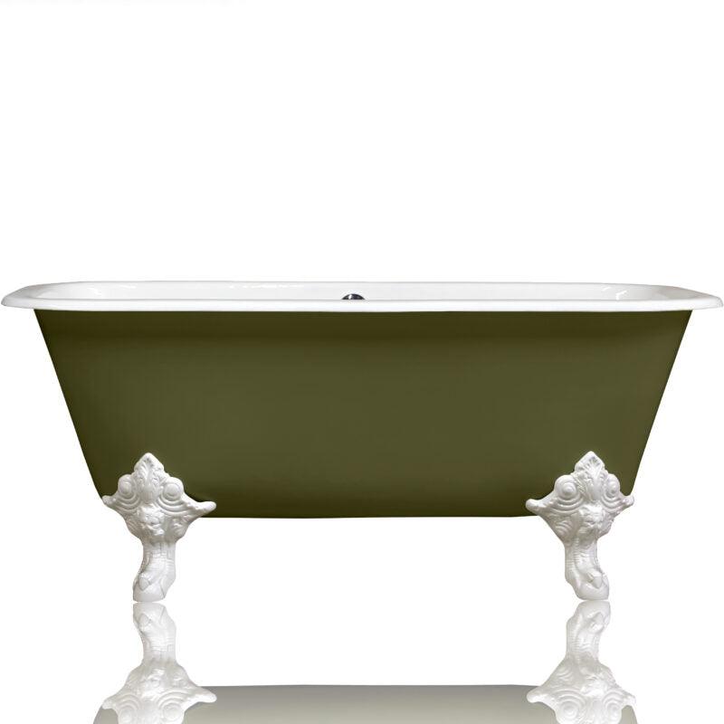 WatermarkFixtures Edwardian Style Flat Rimmed Concordia 67” Squared Double Cast Iron Porcelain Clawfoot Bathtub - Bathroom Design Center