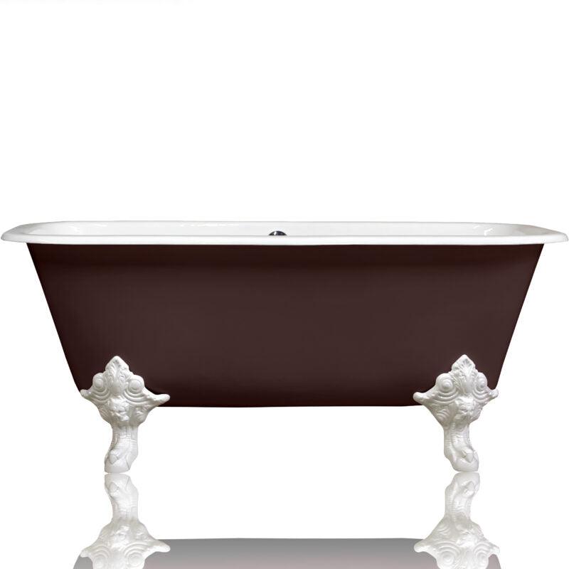 WatermarkFixtures Edwardian Style Flat Rimmed Concordia 67” Squared Double Cast Iron Porcelain Clawfoot Bathtub - Bathroom Design Center