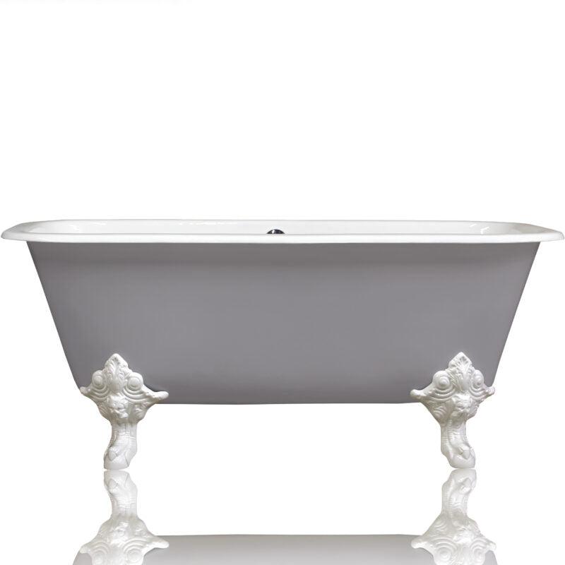 WatermarkFixtures Edwardian Style Flat Rimmed Concordia 67” Squared Double Cast Iron Porcelain Clawfoot Bathtub - Bathroom Design Center