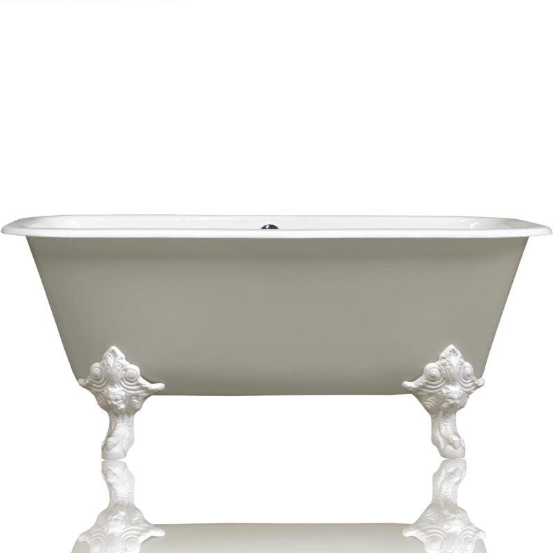 WatermarkFixtures Edwardian Style Flat Rimmed Concordia 67” Squared Double Cast Iron Porcelain Clawfoot Bathtub - Bathroom Design Center