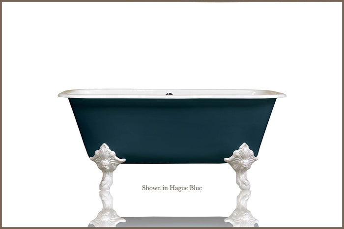 WatermarkFixtures Edwardian Style Flat Rimmed Concordia 67” Squared Double Cast Iron Porcelain Clawfoot Bathtub