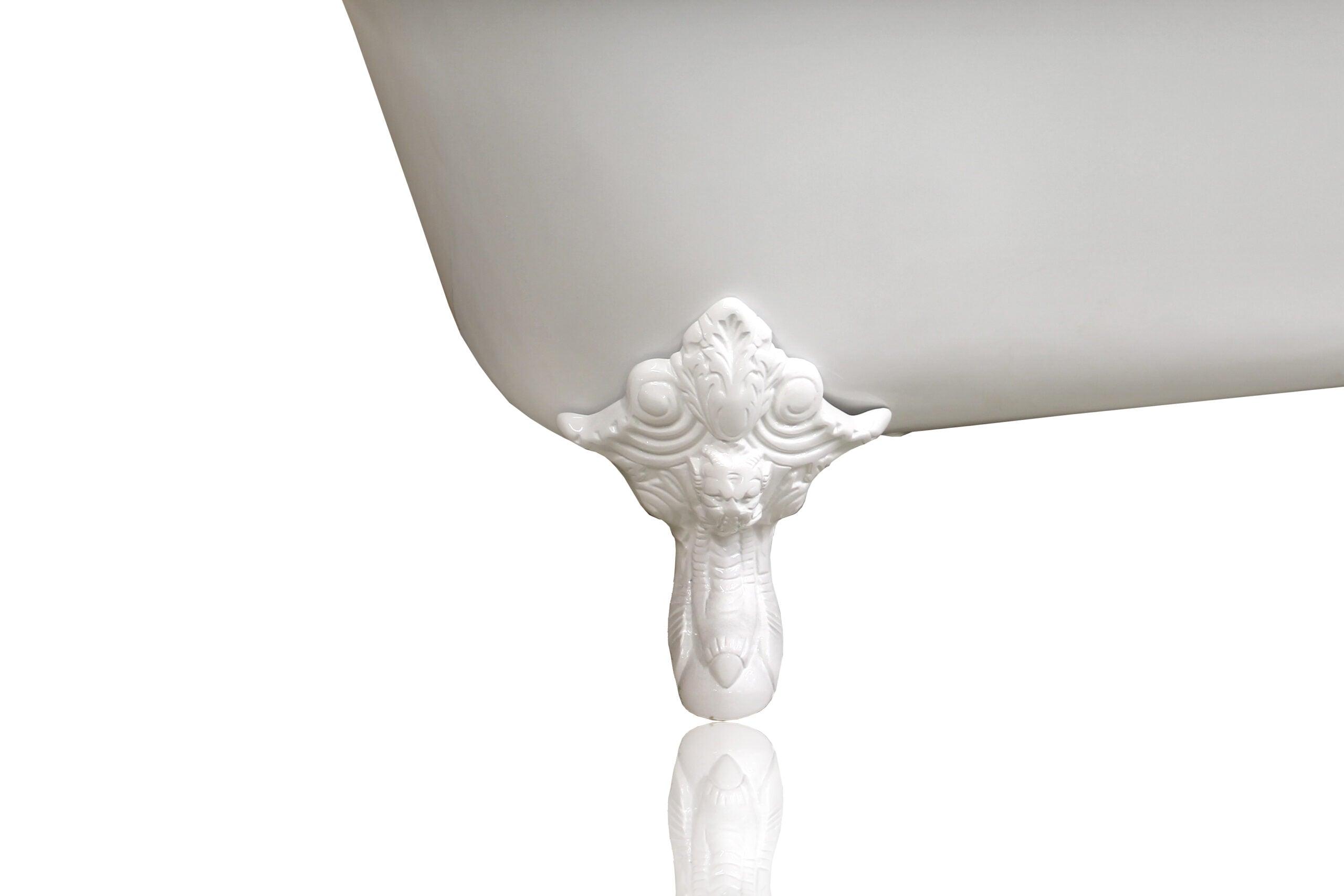 WatermarkFixtures Edwardian Style Flat Rimmed Concordia 67” Squared Double Cast Iron Porcelain Clawfoot Bathtub - Bathroom Design Center