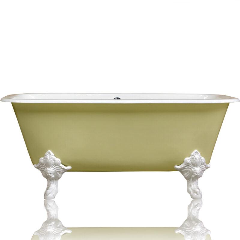 WatermarkFixtures Edwardian Style Flat Rimmed Concordia 67” Squared Double Cast Iron Porcelain Clawfoot Bathtub - Bathroom Design Center