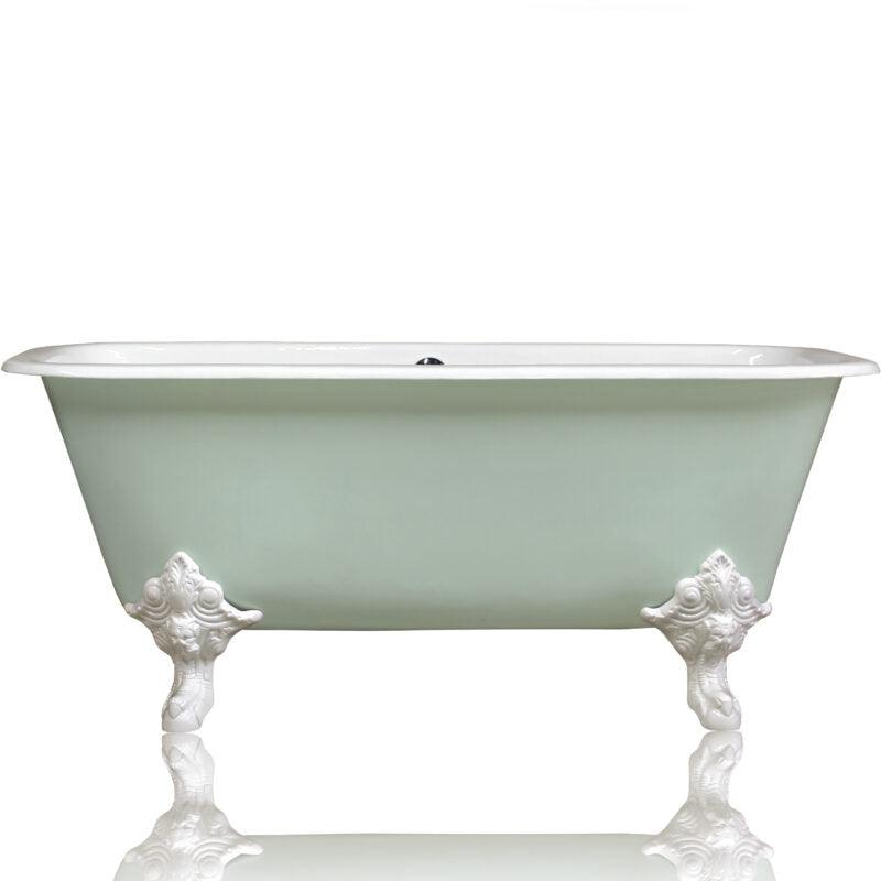 WatermarkFixtures Edwardian Style Flat Rimmed Concordia 67” Squared Double Cast Iron Porcelain Clawfoot Bathtub - Bathroom Design Center