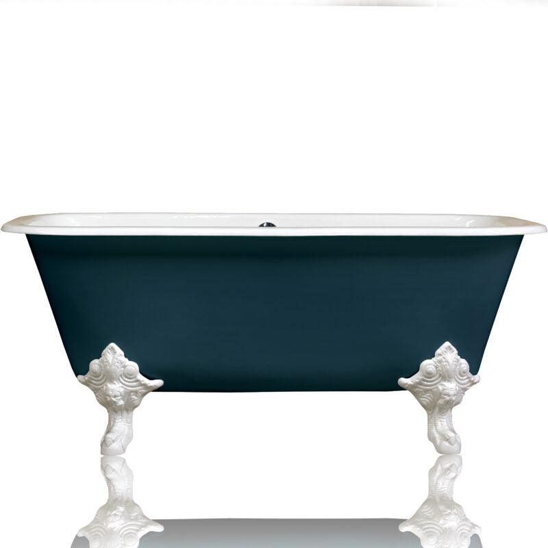 WatermarkFixtures Edwardian Style Flat Rimmed Concordia 67” Squared Double Cast Iron Porcelain Clawfoot Bathtub - Bathroom Design Center