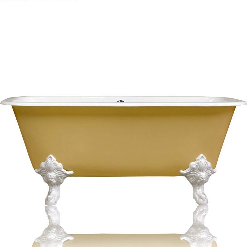 WatermarkFixtures Edwardian Style Flat Rimmed Concordia 67” Squared Double Cast Iron Porcelain Clawfoot Bathtub - Bathroom Design Center