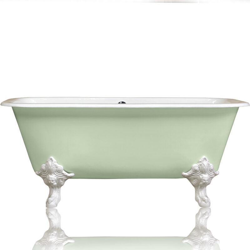 WatermarkFixtures Edwardian Style Flat Rimmed Concordia 67” Squared Double Cast Iron Porcelain Clawfoot Bathtub - Bathroom Design Center