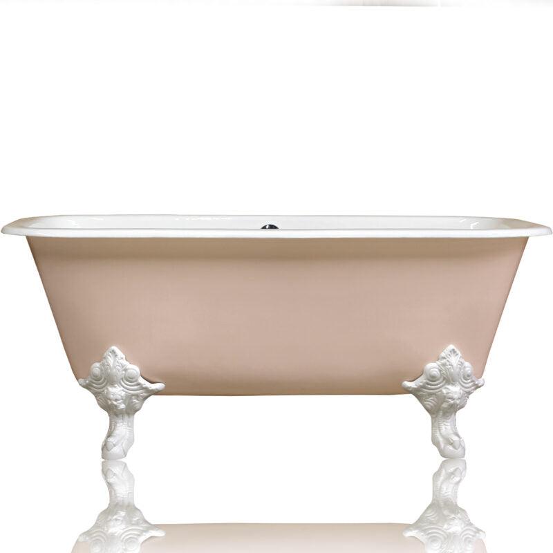 WatermarkFixtures Edwardian Style Flat Rimmed Concordia 67” Squared Double Cast Iron Porcelain Clawfoot Bathtub - Bathroom Design Center