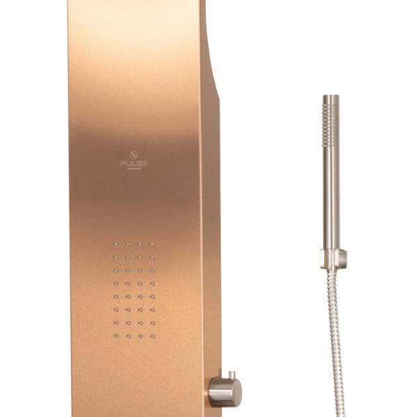 PULSE ShowerSpas Brushed Bronze Stainless Steel Shower Panel - Santa Cruz ShowerSpa - Bathroom Design Center