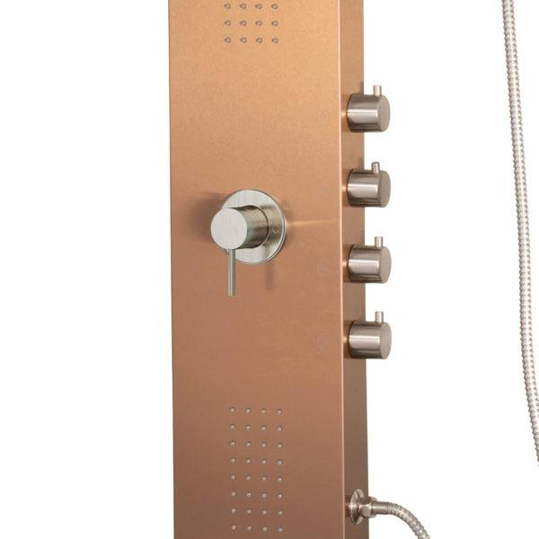 PULSE ShowerSpas Brushed Bronze Stainless Steel Shower Panel - Santa Cruz ShowerSpa - Bathroom Design Center