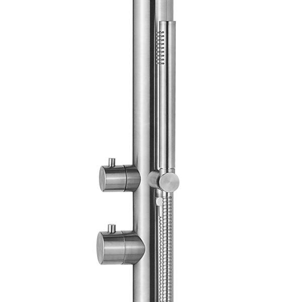 PULSE ShowerSpas Outdoor Brushed Stainless Steel Shower System - Wave Outdoor Shower - Bathroom Design Center