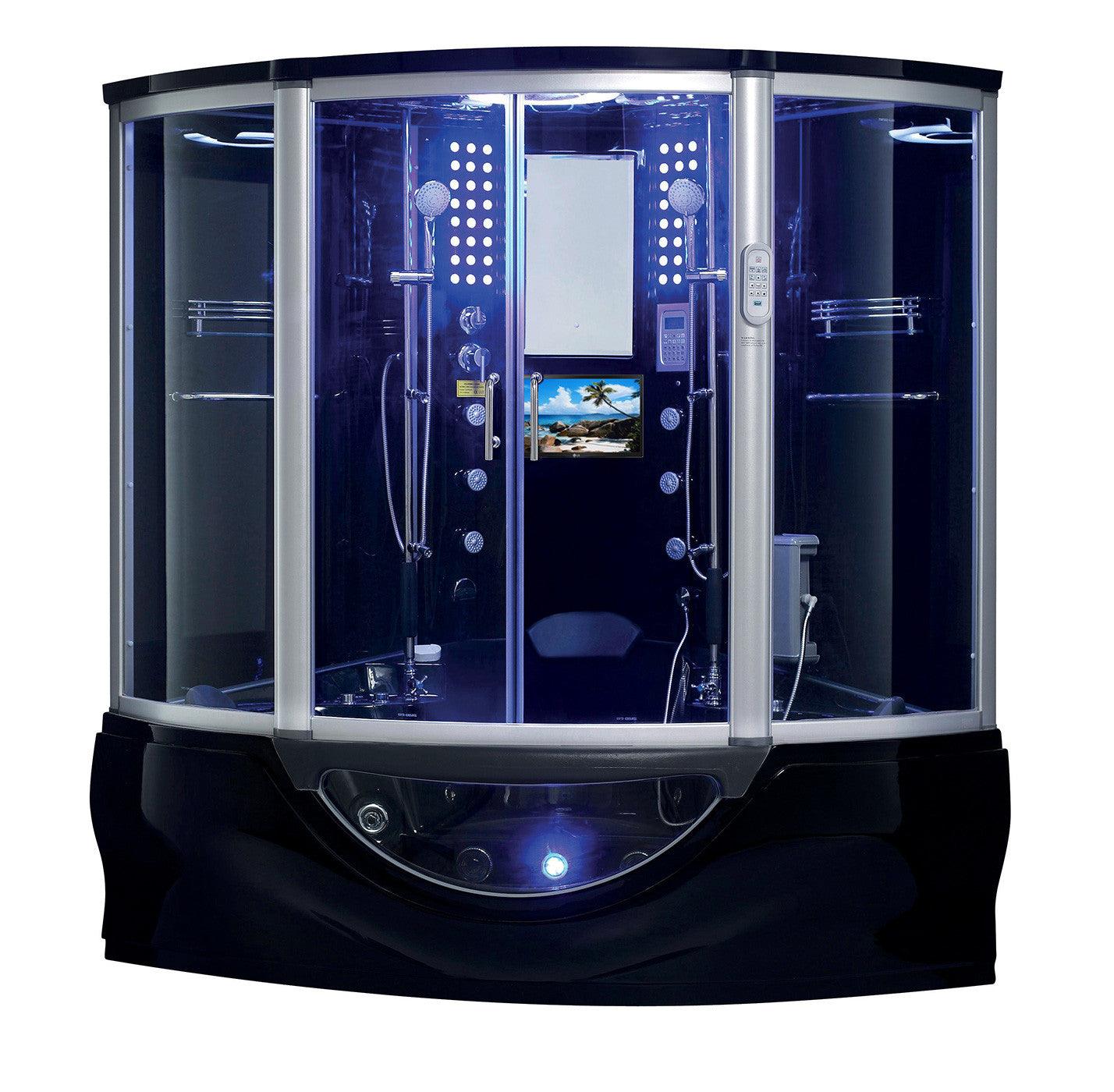 Maya Bath Platinum Superior Steam Shower & Whirlpool Bathtub with TV and 16 jets 64 x 64 x 88 in - Bathroom Design Center