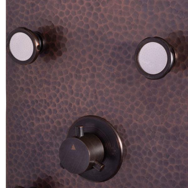 PULSE ShowerSpas Hammered Copper ORB Shower Panel - Sedona ShowerSpa - Bathroom Design Center