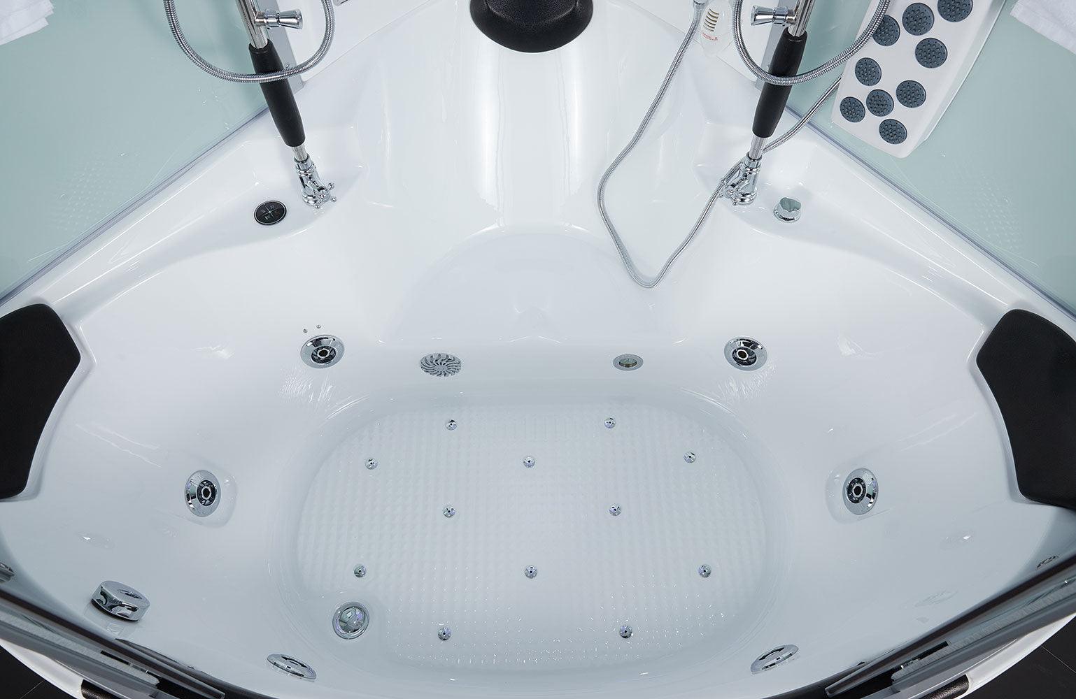 Maya Bath Platinum Superior Steam Shower & Whirlpool Bathtub with TV and 16 jets 64 x 64 x 88 in - Bathroom Design Center