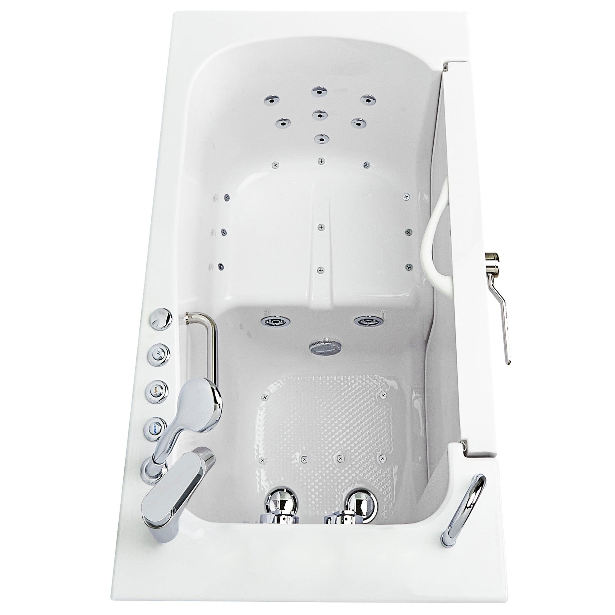 Ella Wheelchair Transfer 30" x 52" Acrylic Air and Hydro Massage Walk-In Bathtub with Heated Seat - Bathroom Design Center