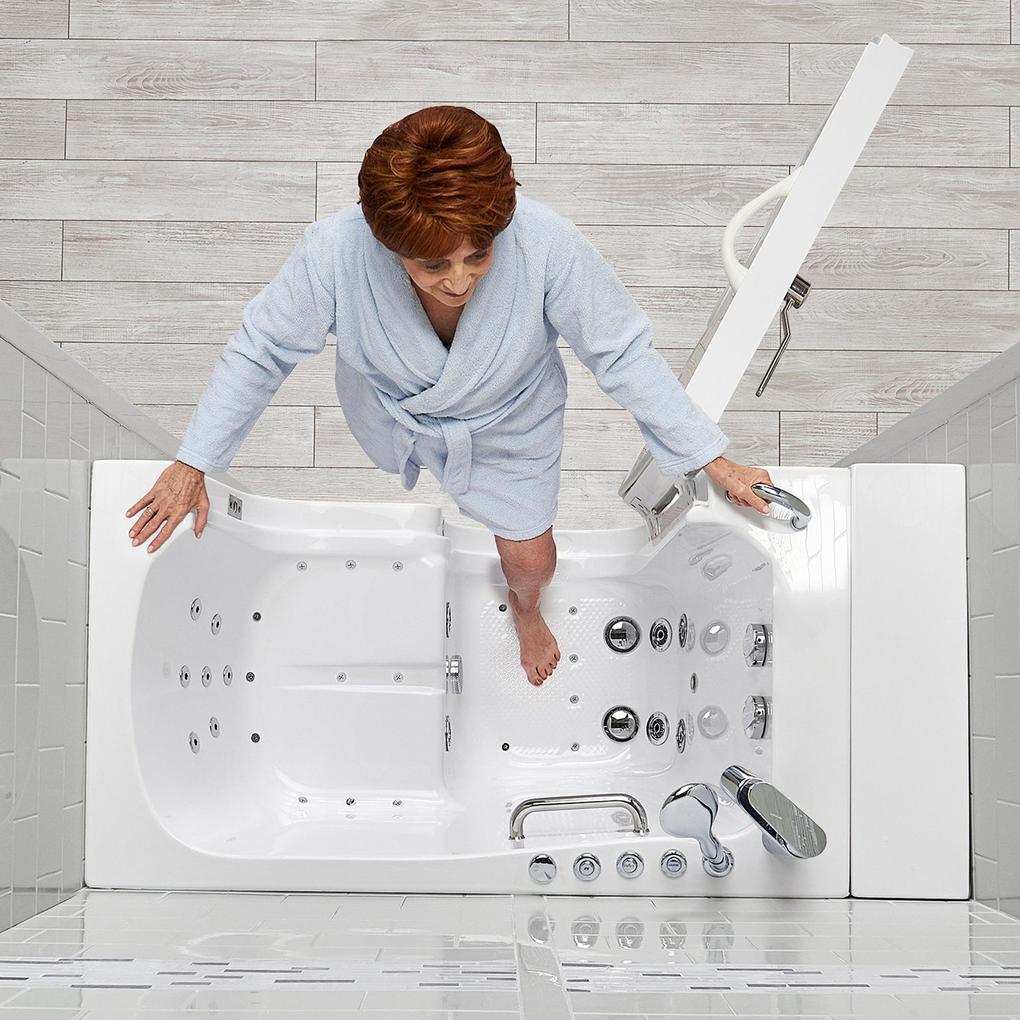 Ella Wheelchair Transfer 30" x 52" Acrylic Air and Hydro Massage Walk-In Bathtub with Heated Seat - Bathroom Design Center