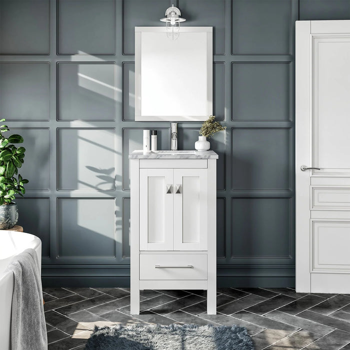 Eviva London Transitional Bathroom Vanity w/ White Carrara Top