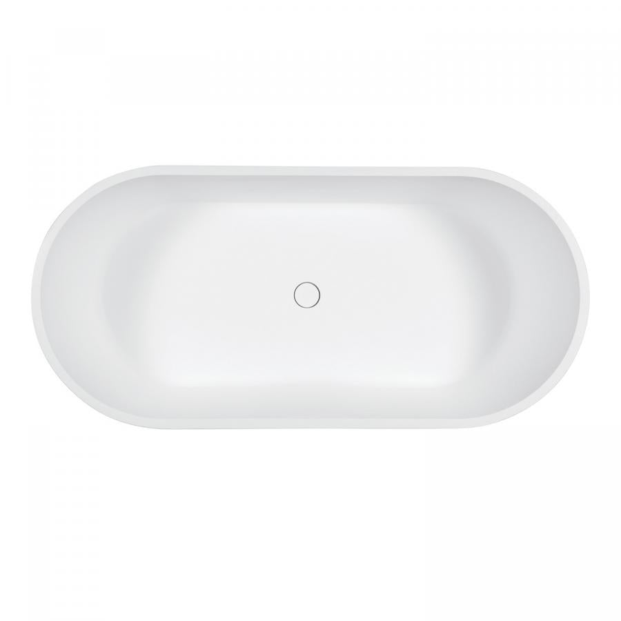 Kingston Brass Aqua Eden Arcticstone 60" Double Ended Solid Surface Freestanding Tub with Drain, Glossy White/Matte White