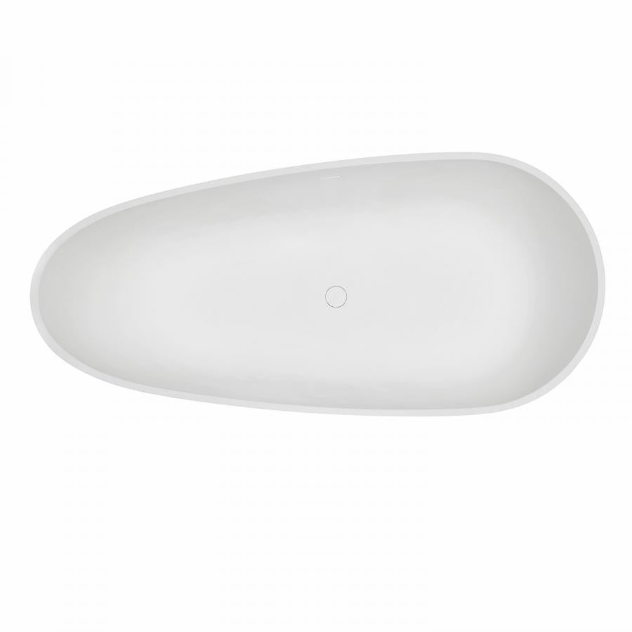 Kingston Brass Aqua Eden Arcticstone 72" Egg Shaped Solid Surface Freestanding Tub with Drain, Glossy White/Matte Gray
