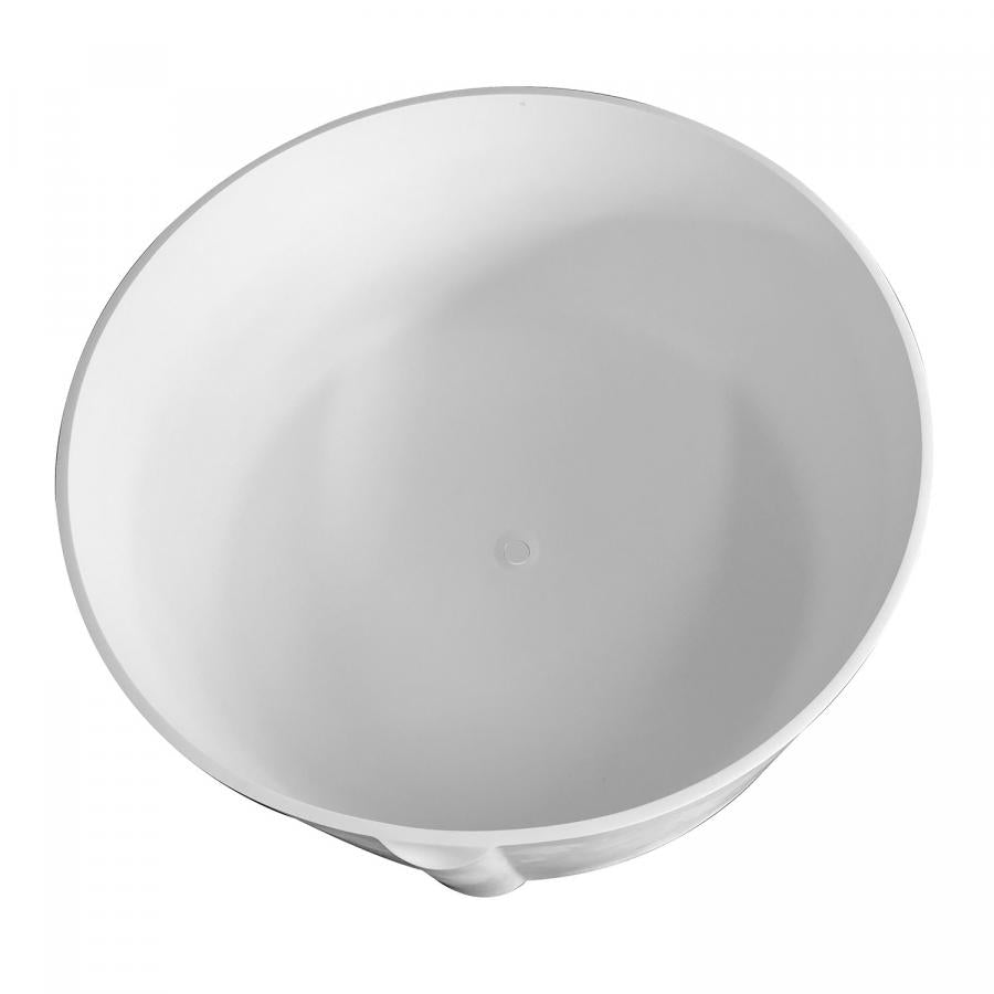 Kingston Brass Aqua Eden Arcticstone 51" Round Solid Surface Freestanding Tub with Drain, Matte White