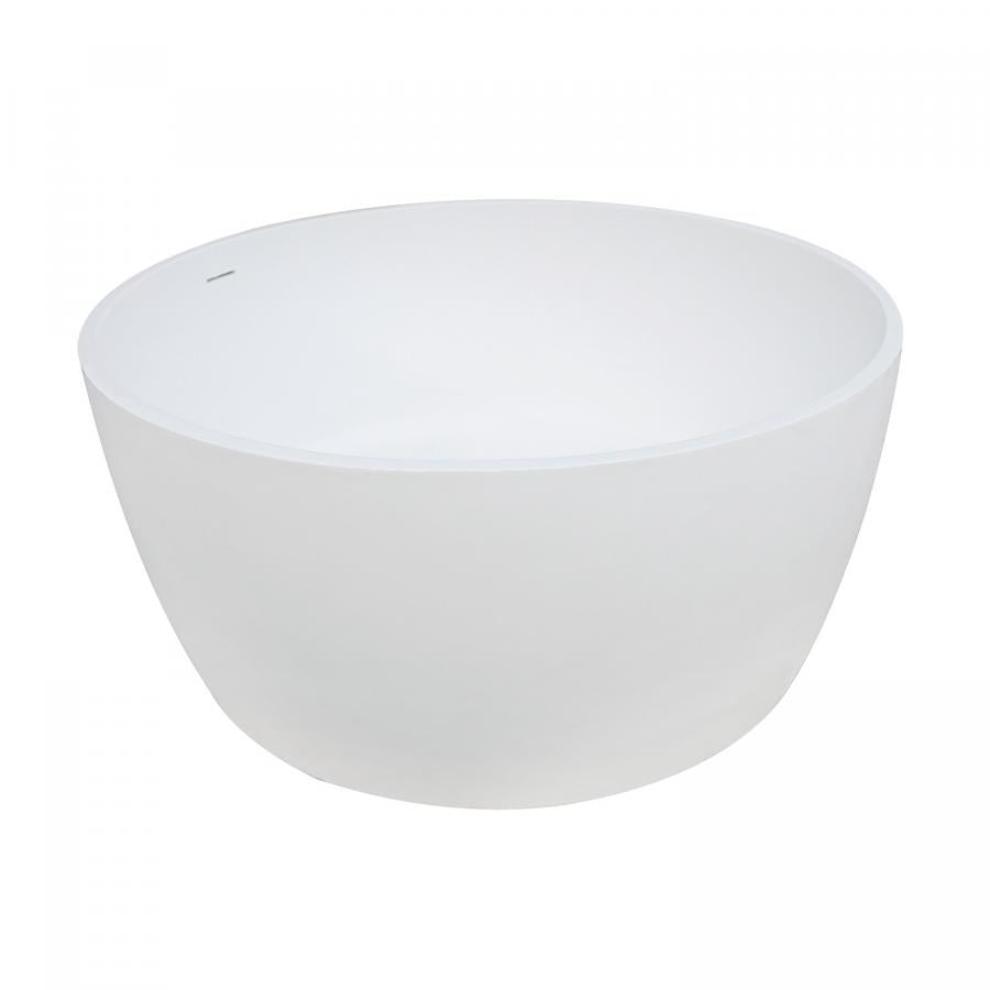 Kingston Brass Aqua Eden Arcticstone 51-Inch Solid Surface White Stone Freestanding Tub with Drain, Matte White