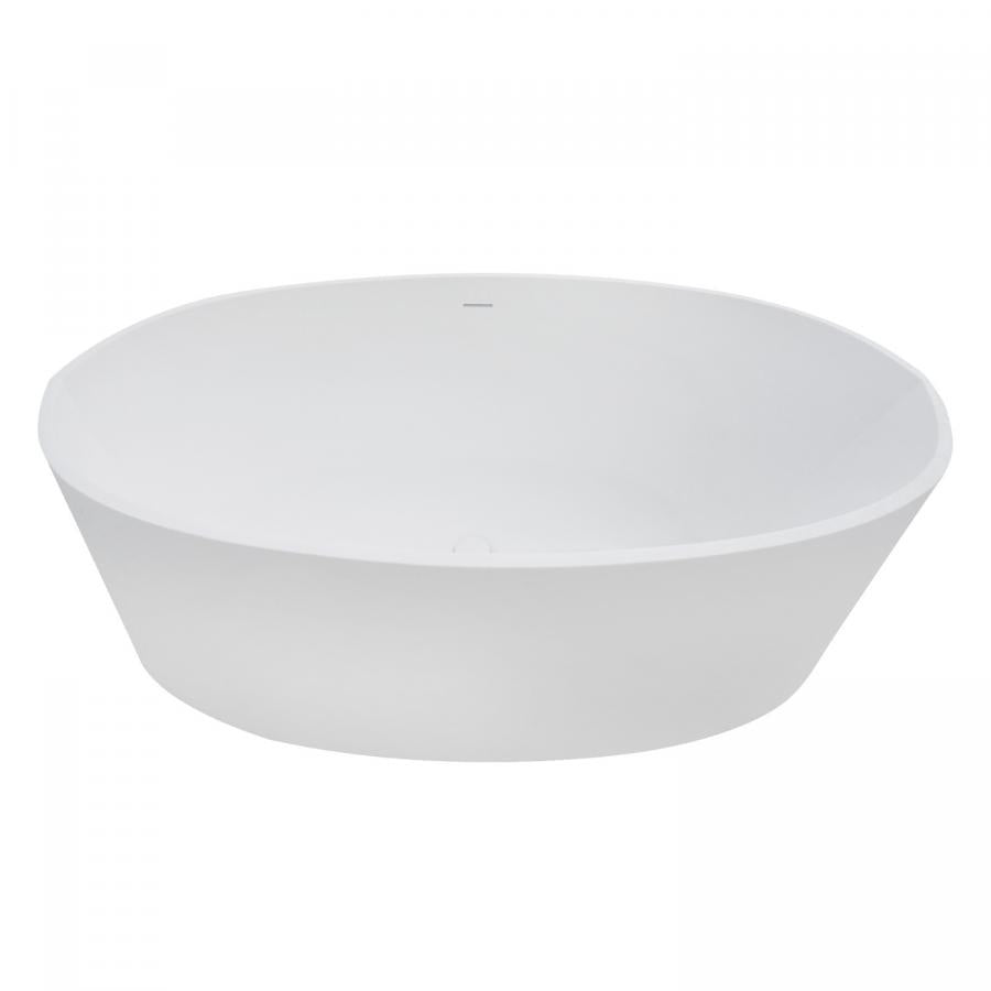 Kingston Brass Aqua Eden Arcticstone 65-Inch Solid Surface White Stone Freestanding Tub with Drain, Matte White