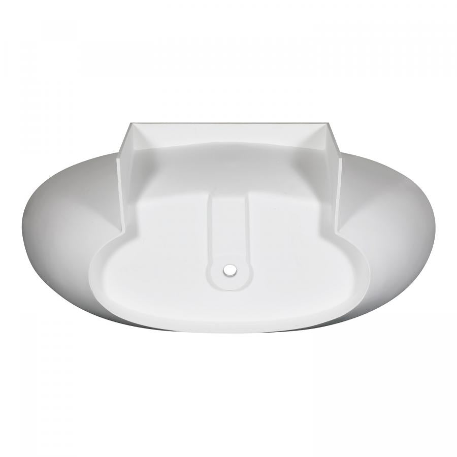 Kingston Brass Aqua Eden Acrticstone 71-Inch Solid Surface Freestanding Tub with Drain, Matte White