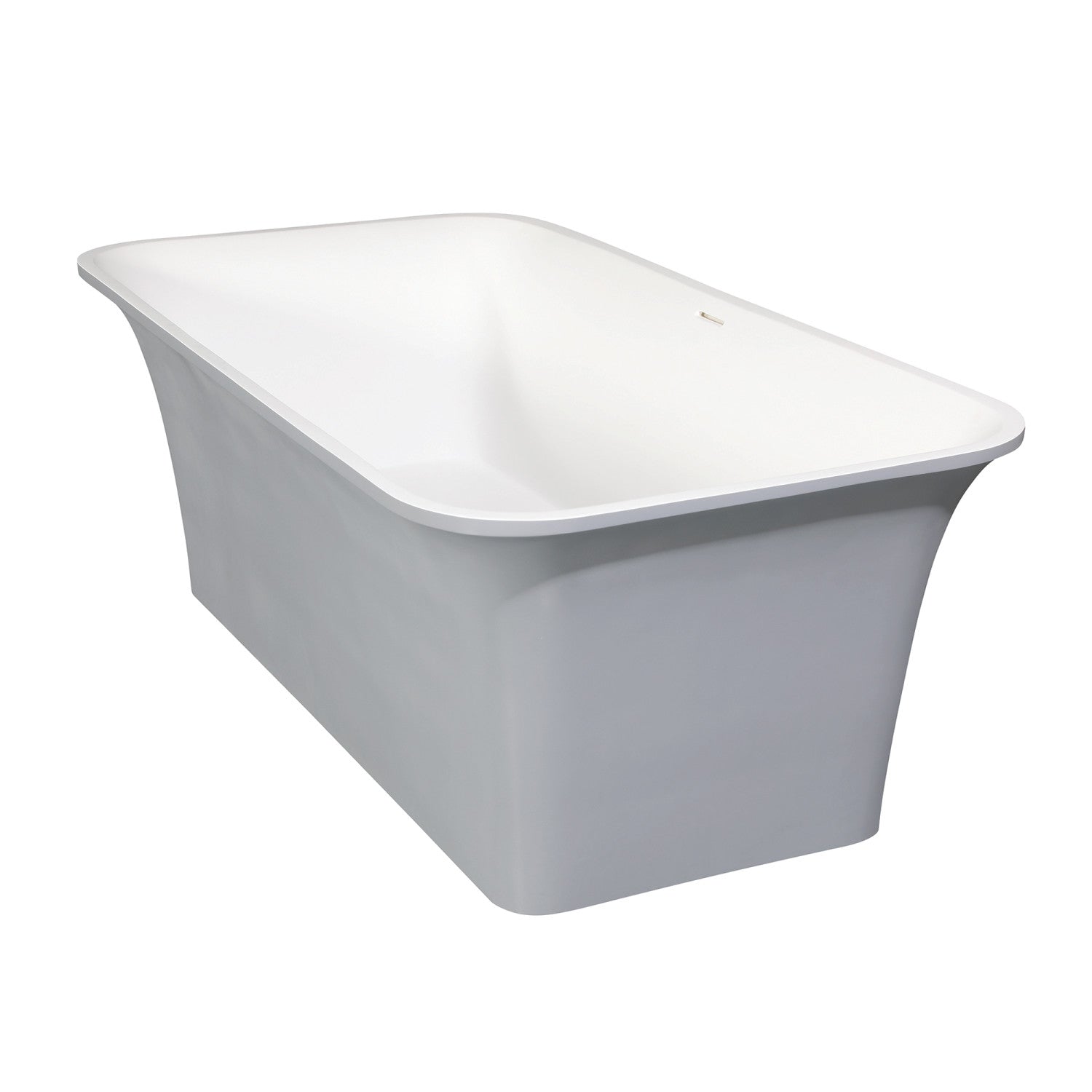 Kingston Brass Aqua Eden Arcticstone 67-Inch Solid Surface White Stone Freestanding Tub with Drain in Matte White/Gray