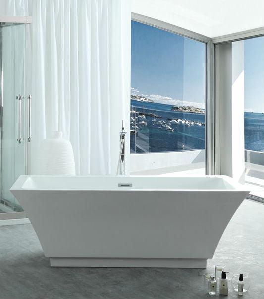 Legion Furniture 67" Modern Freestanding White Acrylic Tub
