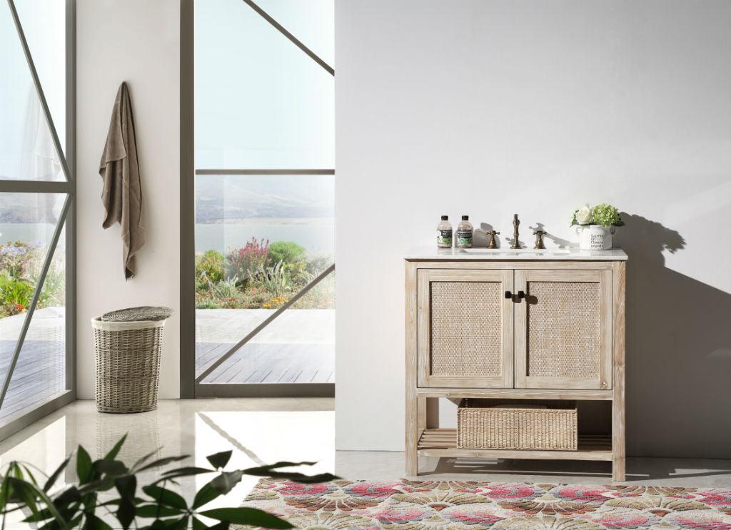 Legion Furniture 36" Solid Wood Vanity with Marble Top - Bathroom Design Center