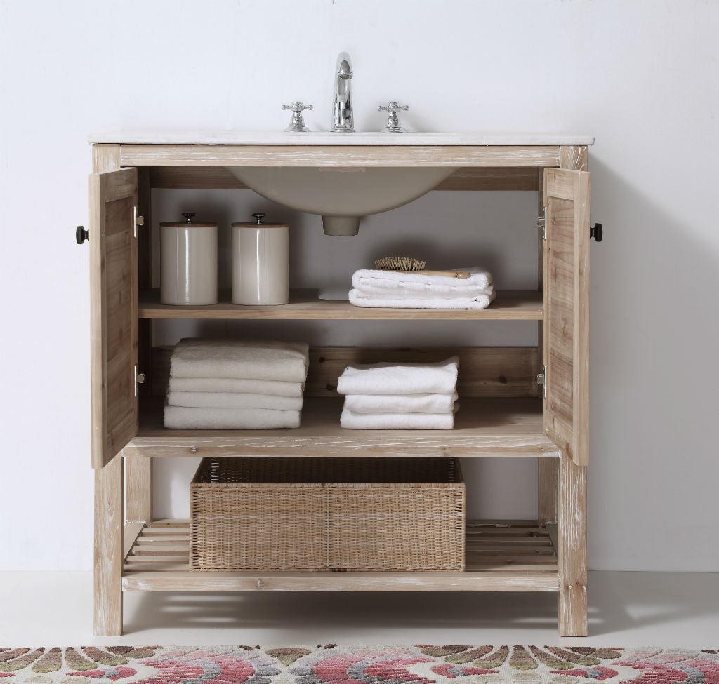 Legion Furniture 36" Solid Wood Vanity with Marble Top - Bathroom Design Center