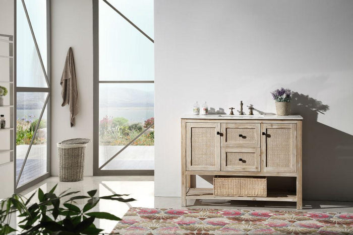 Legion Furniture 48" Solid Wood Vanity in with Marble Top