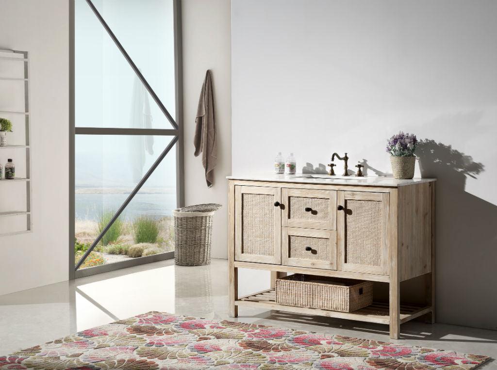 Legion Furniture 48" Solid Wood Vanity in with Marble Top - Bathroom Design Center