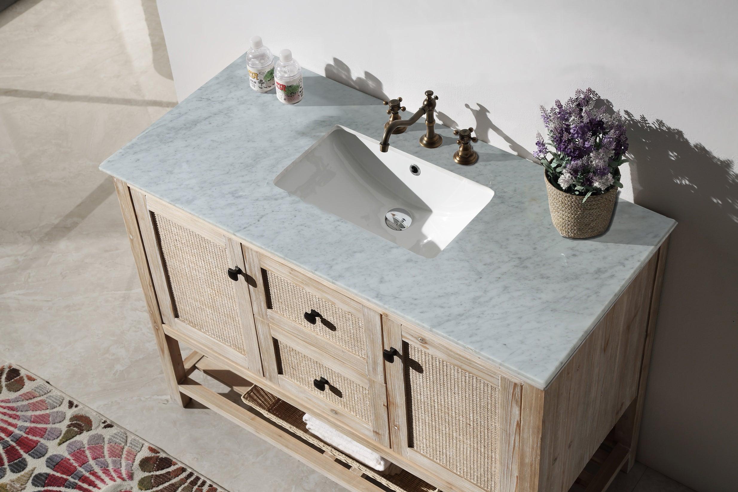 Legion Furniture 48" Solid Wood Vanity in with Marble Top - Bathroom Design Center