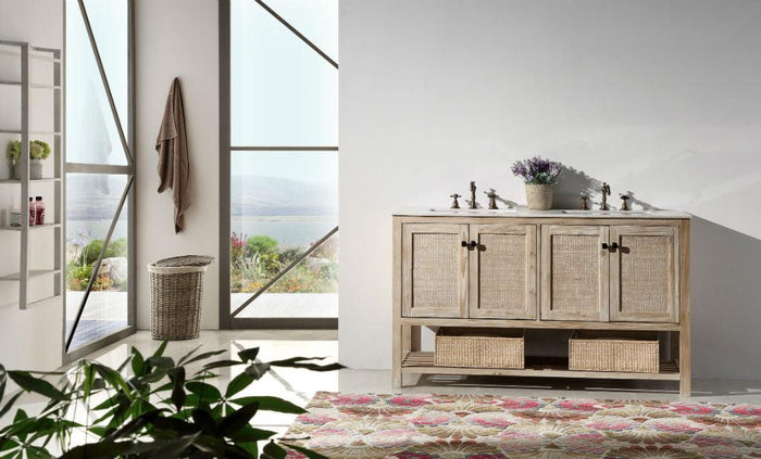 Legion Furniture 60" Wood Double Vanity With Marble Top