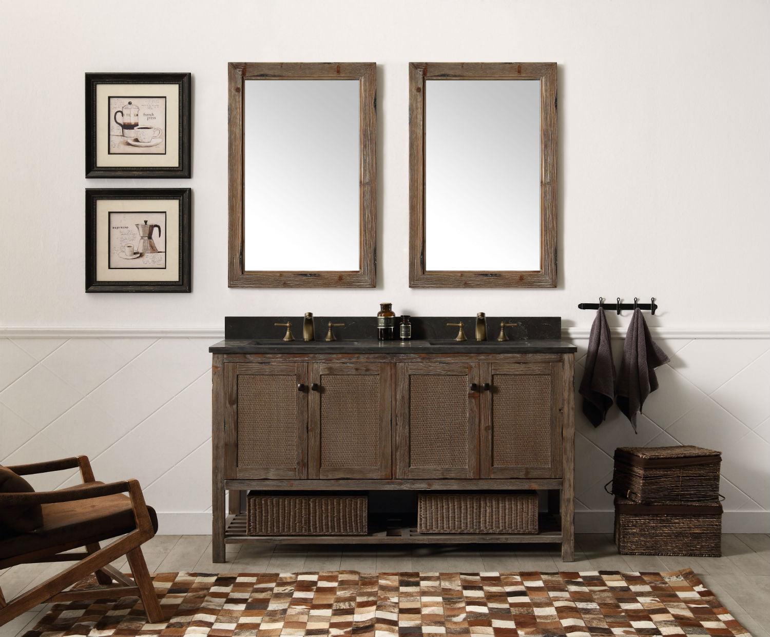 Legion Furniture 60" Solid Wood Sink Double Vanity With Moon Stone Top - Bathroom Design Center