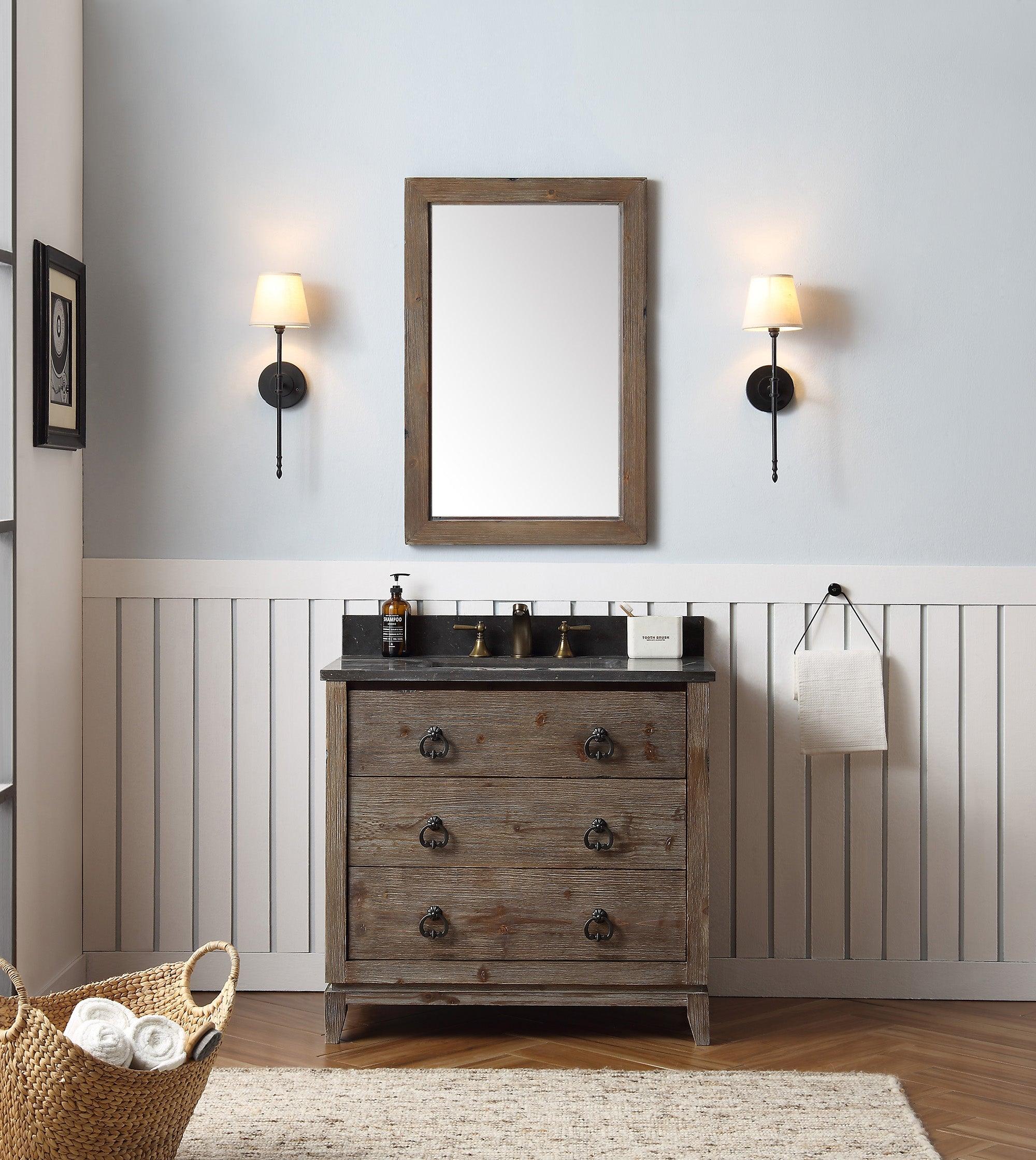 Legion Furniture 60" Wood Sink Vanity With Moon Stone Top  - Available in 60", 48" and 36" - Bathroom Design Center