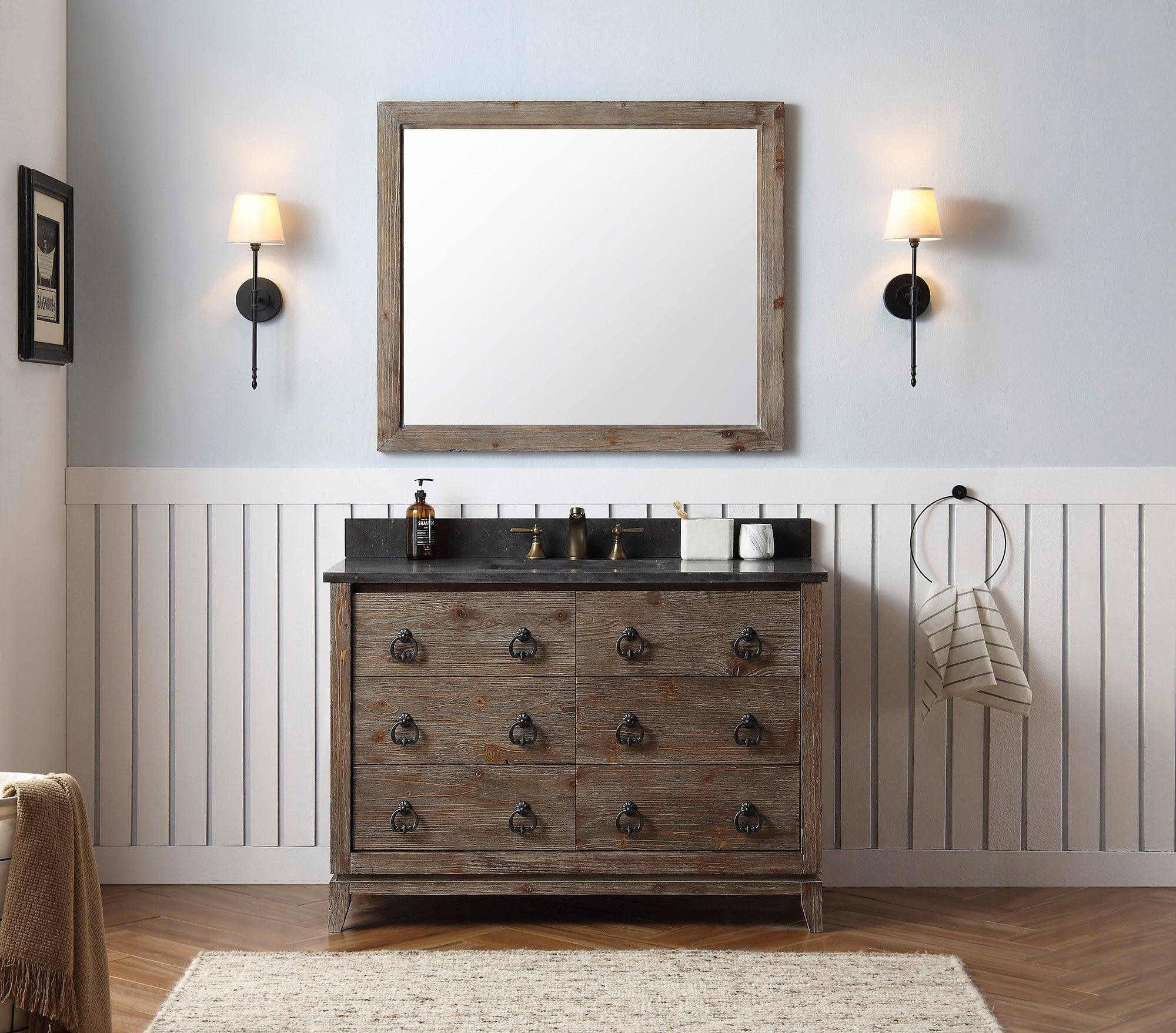 Legion Furniture 60" Wood Sink Vanity With Moon Stone Top  - Available in 60", 48" and 36" - Bathroom Design Center